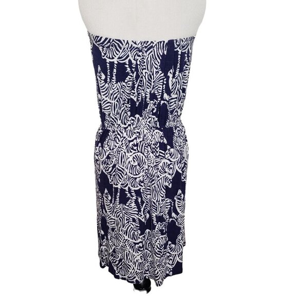 Lilly Pulitzer Matyson Zebra Strapless Dress Bright Navy I Herd You Womens Sz XS - Picture 8 of 12